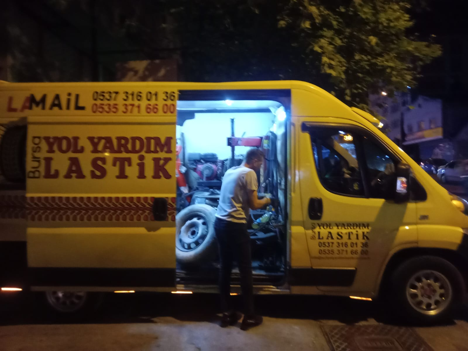Bursa gece mobil lastikçi hizmeti, 7/24 açık lastik tamiri